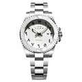 Sabr Arabic Dial Automatic Watch for Men – Eastern Arabic Numerals, White Dial, 41mm Stainless Steel | Khanjar Edition